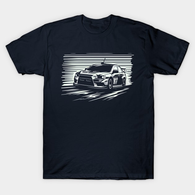 Mitsubishi Lancer Evo Rally Car T-Shirt by TaevasDesign